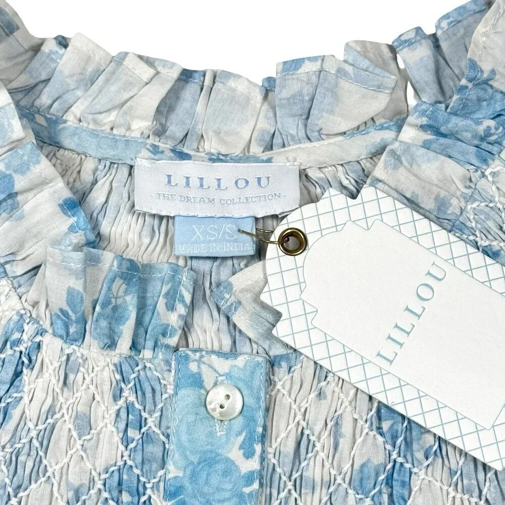 NWT LILLOU Floral Maxi Dress Sz S  Full Button Cottage Regency French Toile